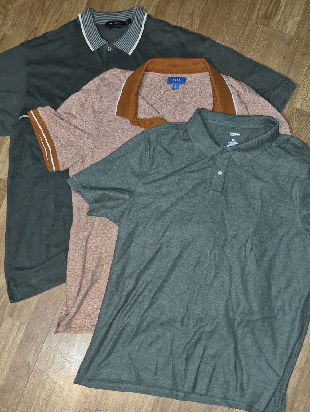 Sonoma Nautica Apt 9 Men's Polo Trio - Olive Green, Rust, Dark Gray Size XL